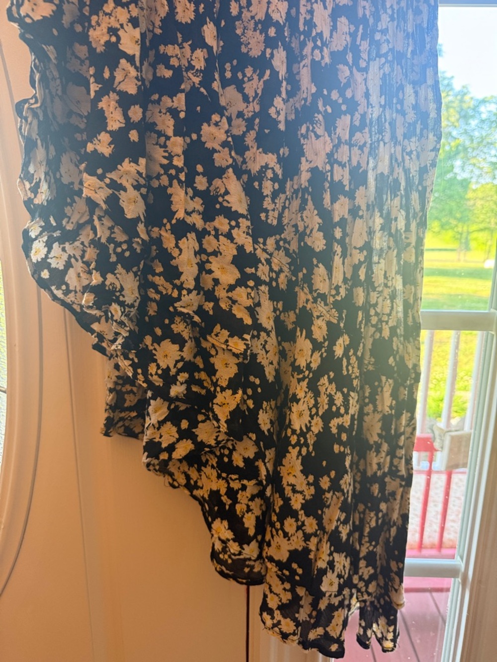 Floral Ruffle Black Midi Skirt - Picture 3 of 6